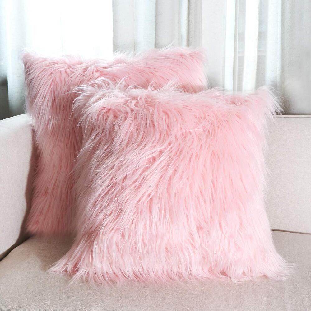 7344 Faux Fur Throw Pillow Covers 18x18 Inch Home Decor Luxury Long Fur
